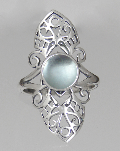 Sterling Silver Filigree Ring With Blue Topaz Size 7